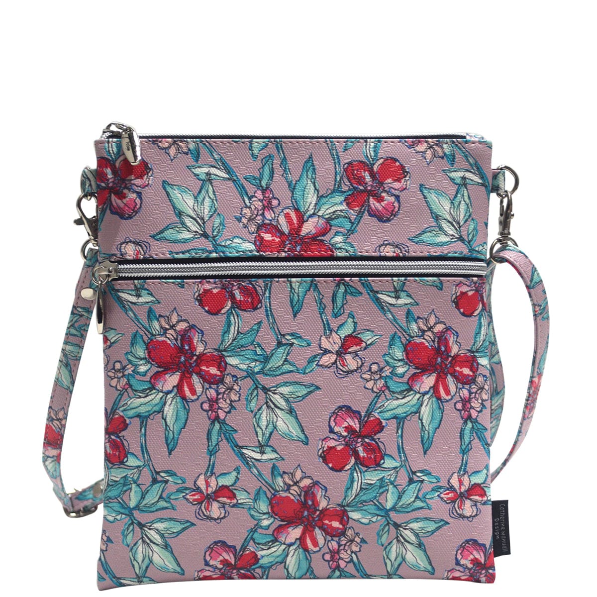 Roma Tote - Tan Red Sketch Flower - 50% off