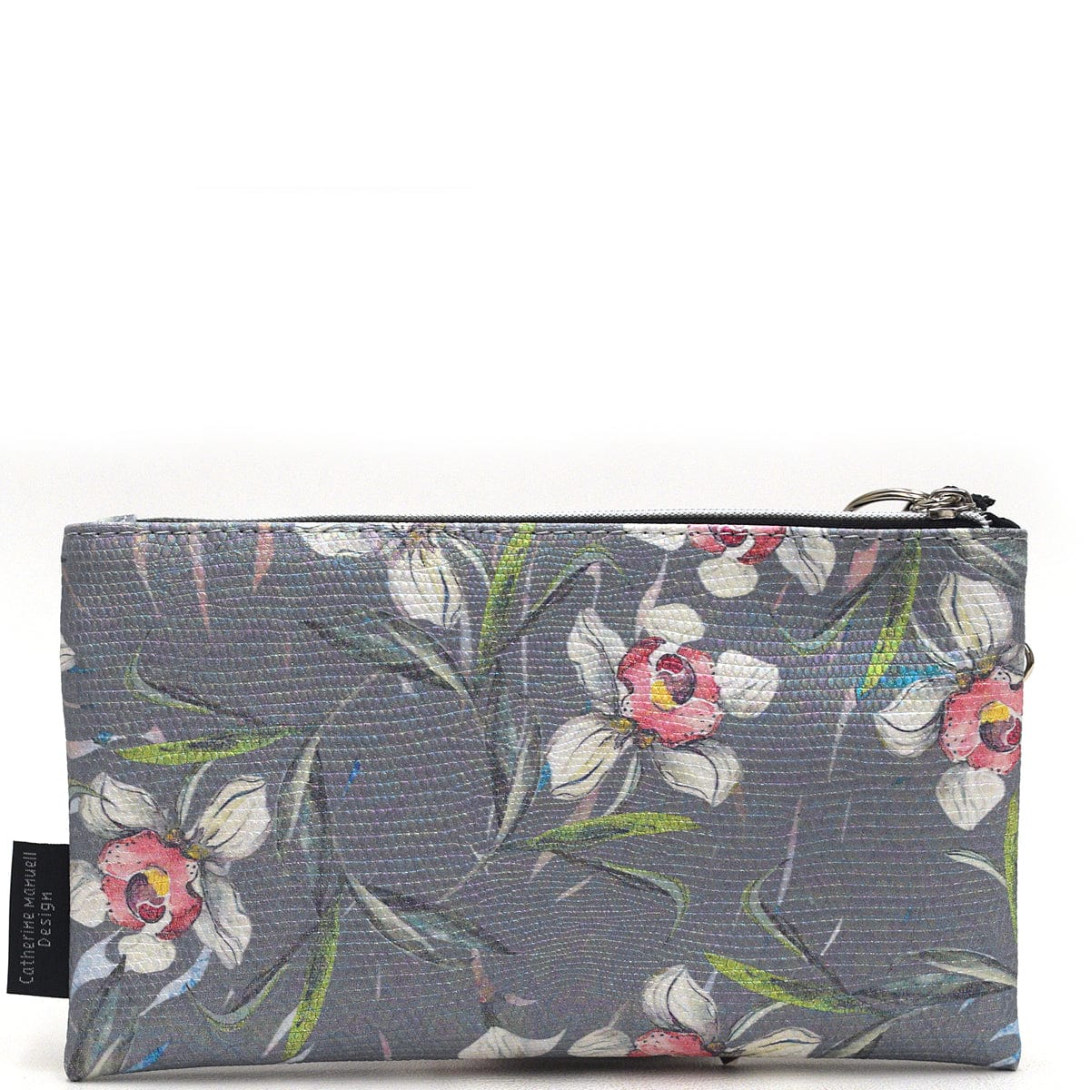 Double Coin Purse - Grey Rose Flower