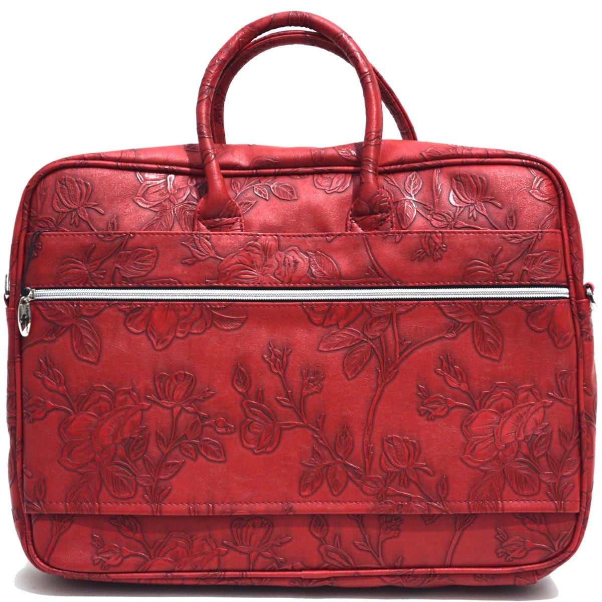 Self Handle Laptop Case - Red Emboss Rose