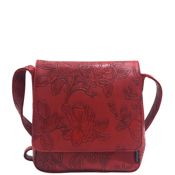 Mini Satchel - Red Emboss Rose - Catherine Manuell Design