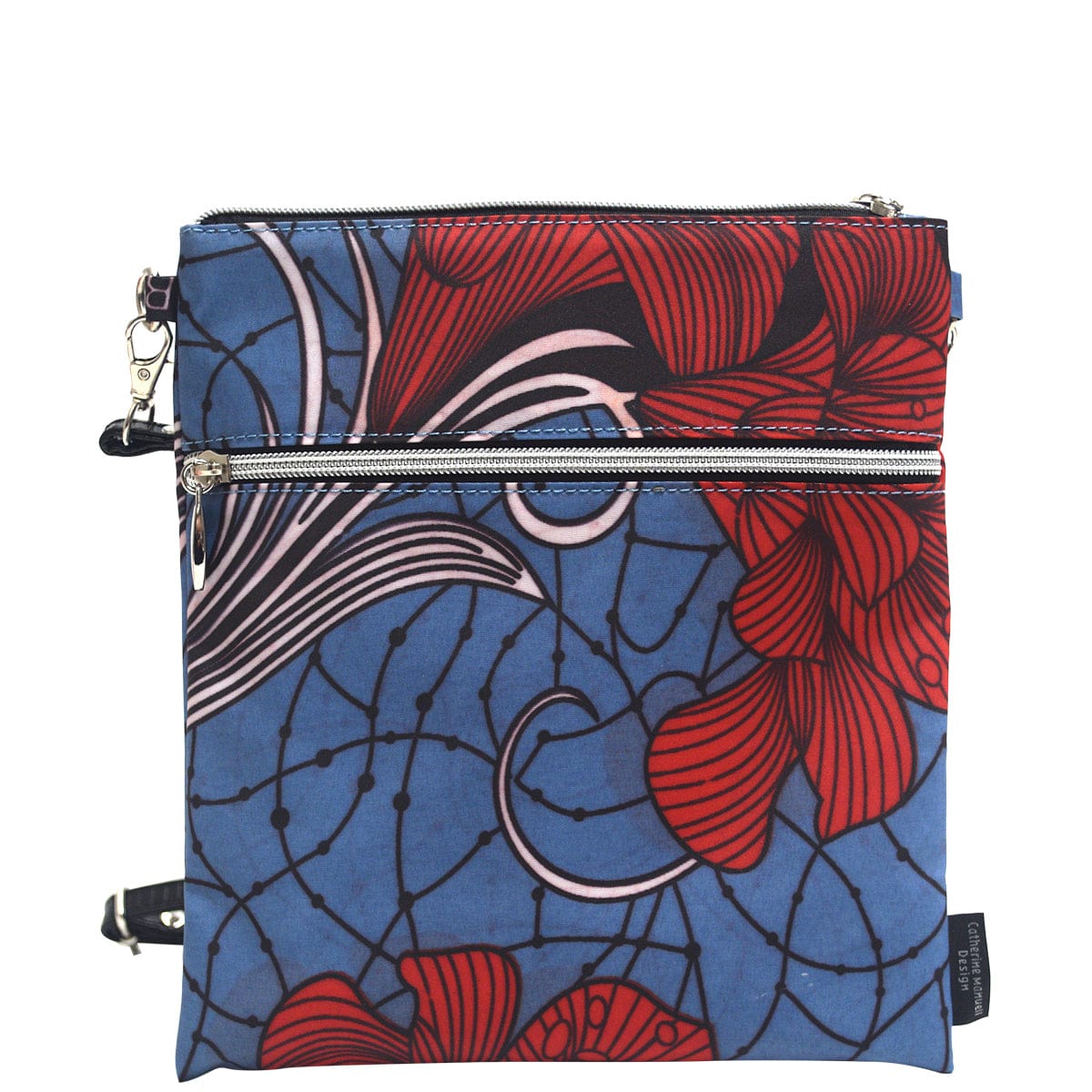 Roma Tote - African Prints - Red blue flowers