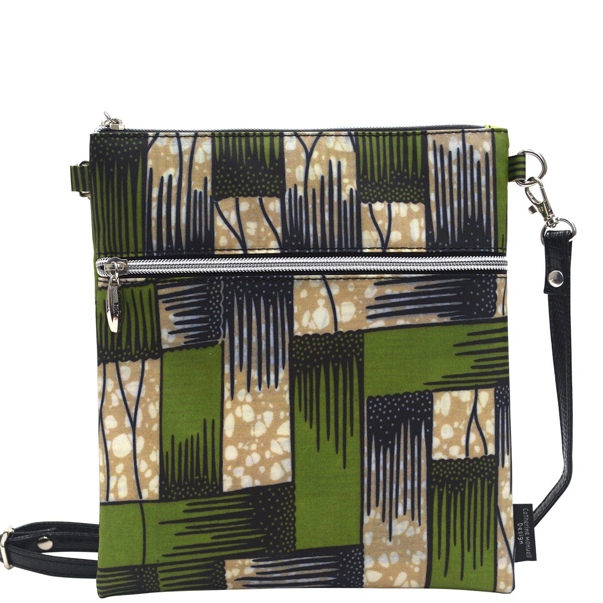 Roma Tote - African Prints - Green Navy Block Print