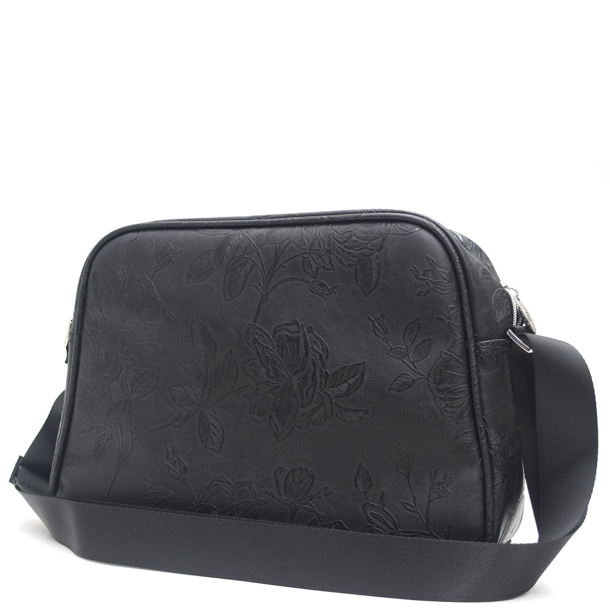 A-Line Bowler - Black emboss rose