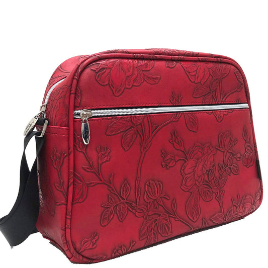 A-Line Bowler - Red emboss rose