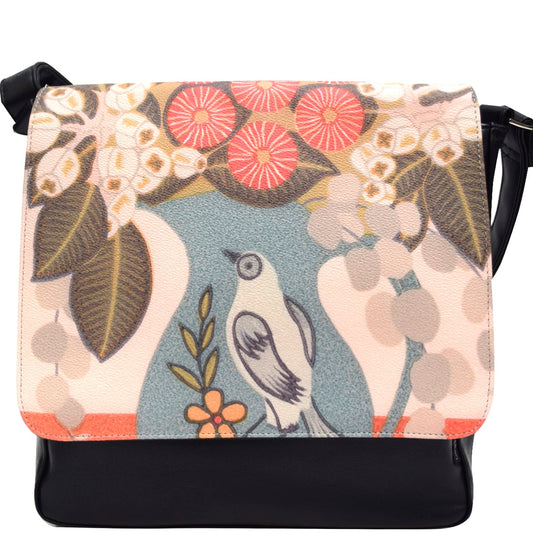 Floral Satchel Bag - Blue Bird