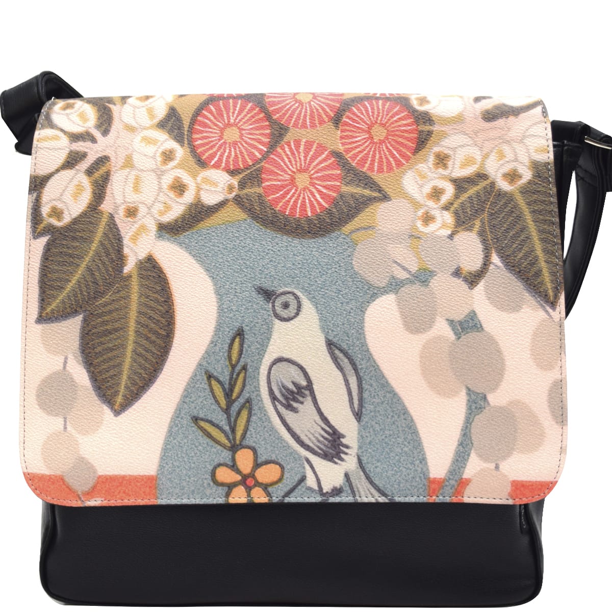 Floral Satchel Bag - Blue Bird