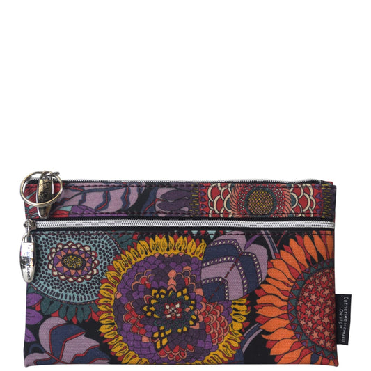 Double Zip Purse - Liberty Purple Sunflower