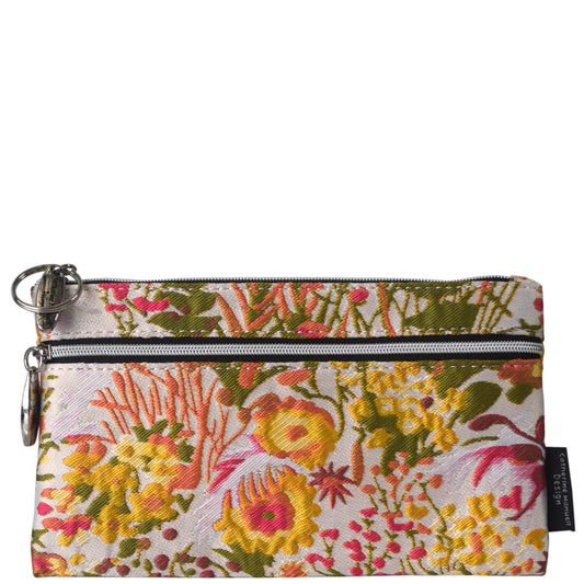 Double Zip Purse - Natural Garden Woven Flower