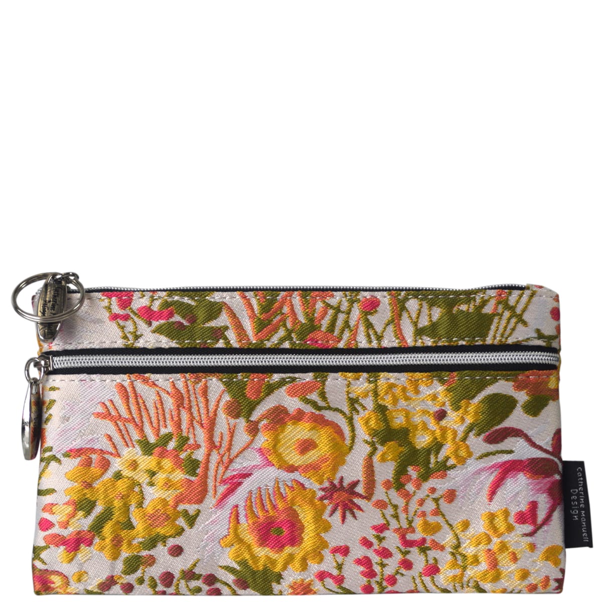 Double Zip Purse - Natural Garden Woven Flower