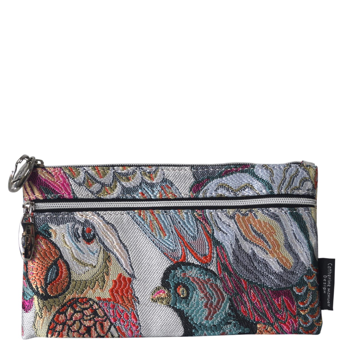 Double Zip Purse - Woven Birds