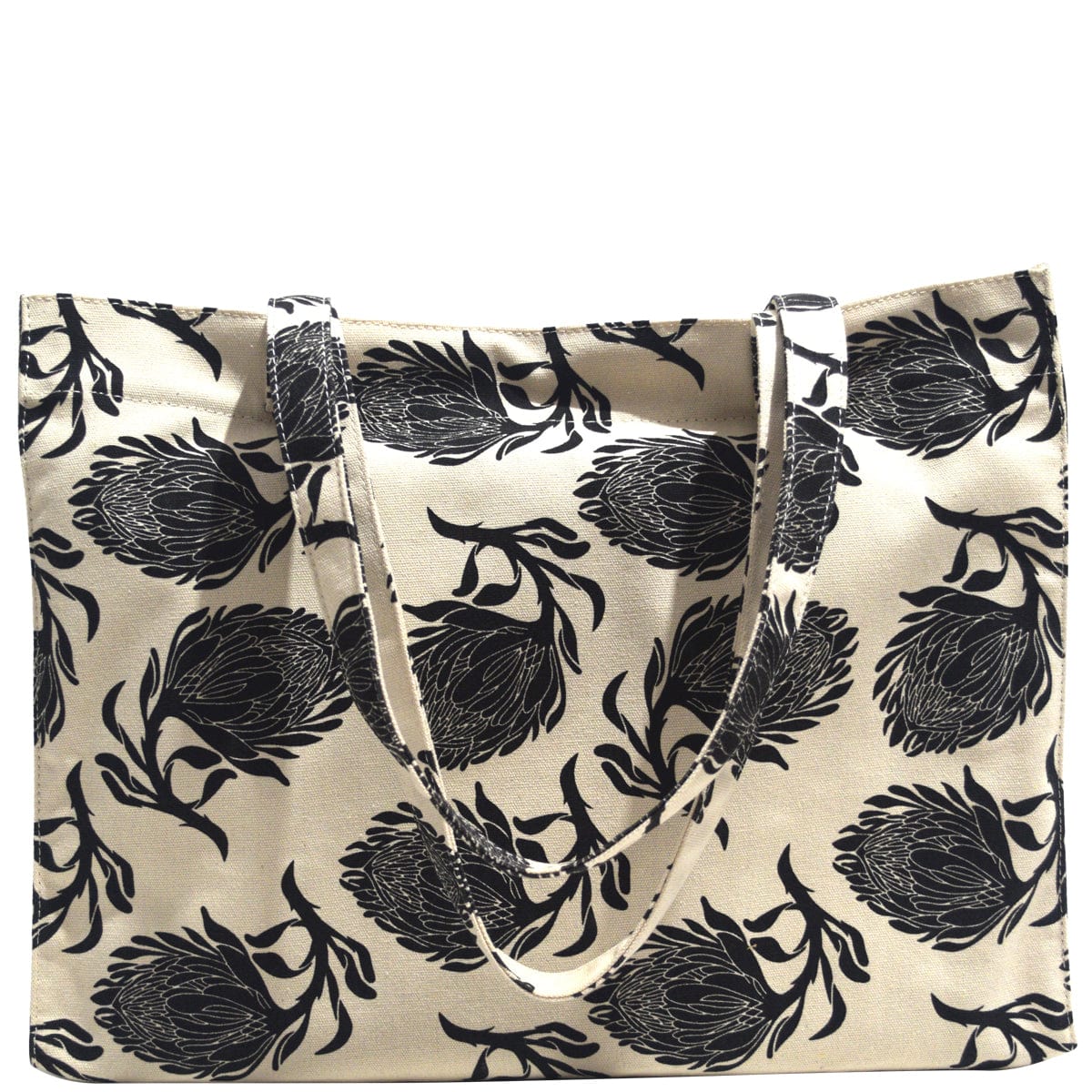 Beach Bag/Eco Shopper Tote - Black Protea