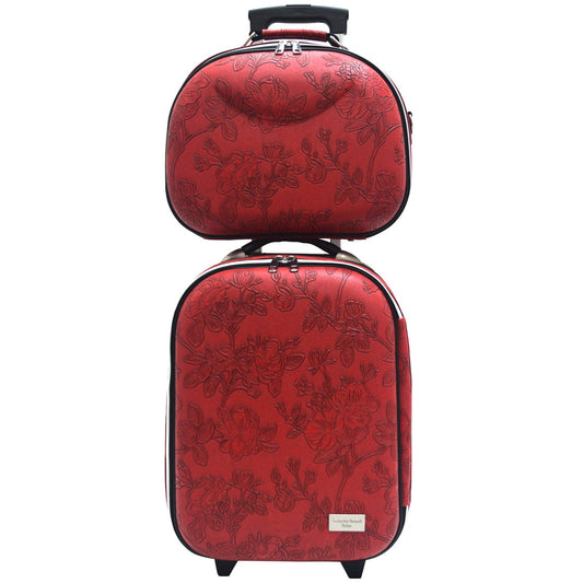 Airport Trolley Set - Red Emboss Rose