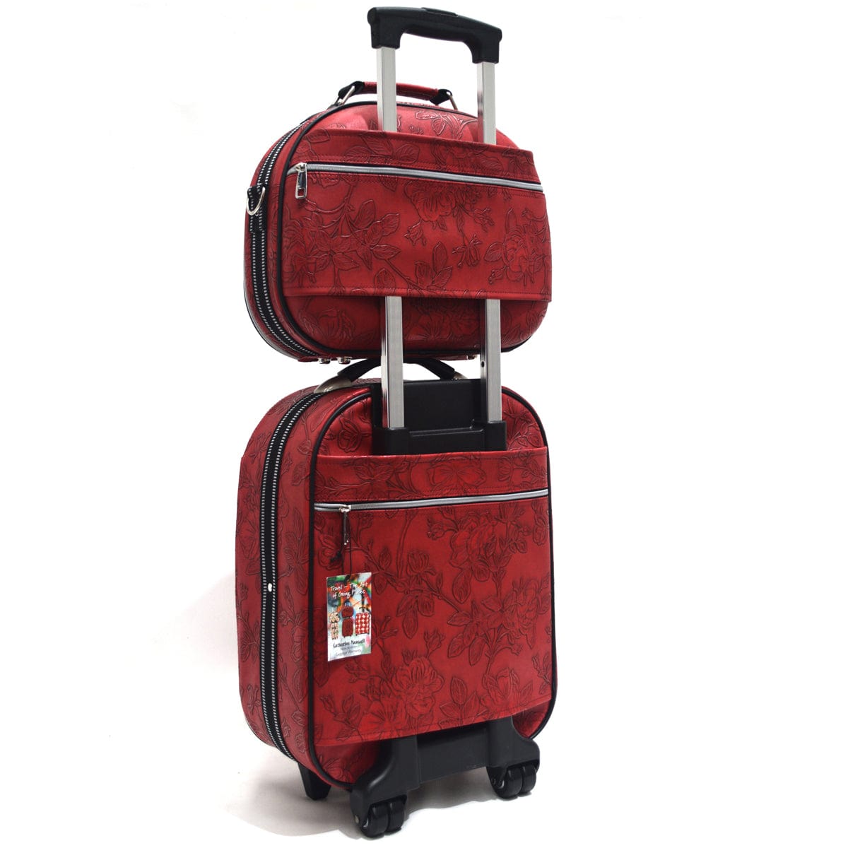 Airport Trolley Set - Red Emboss Rose