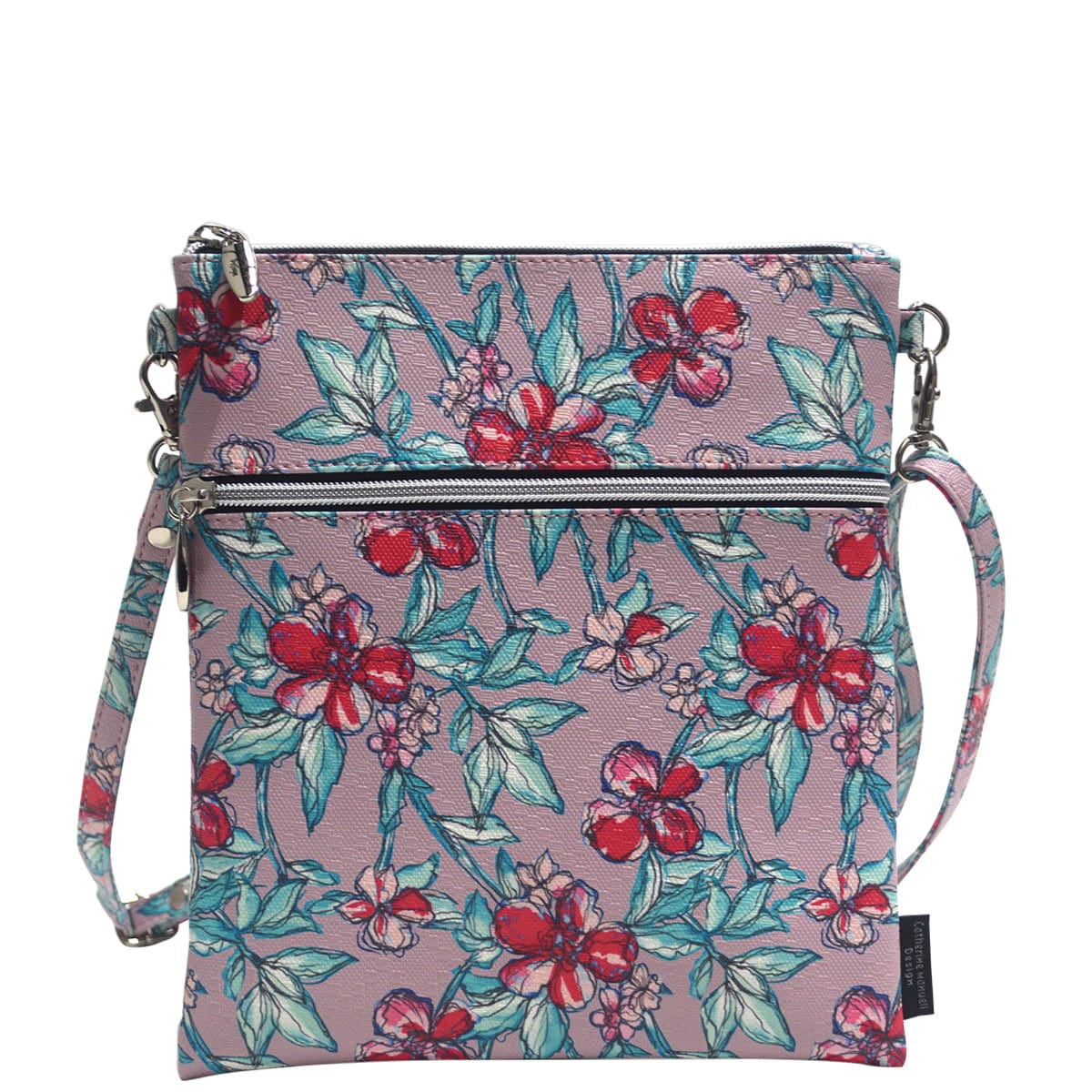 Roma Tote - Tan Red Sketch Flower -