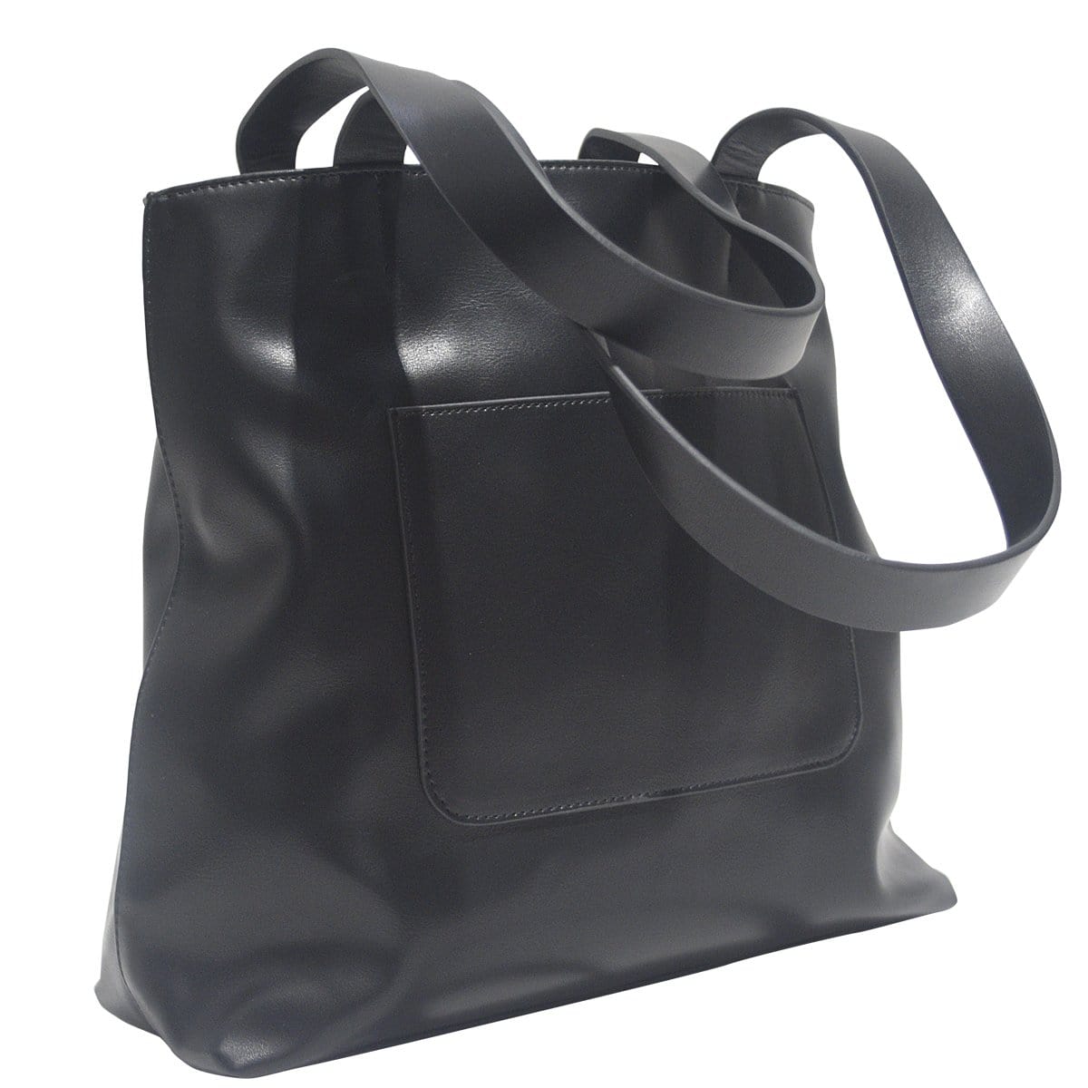 Pocket Tote - Black Leather Look