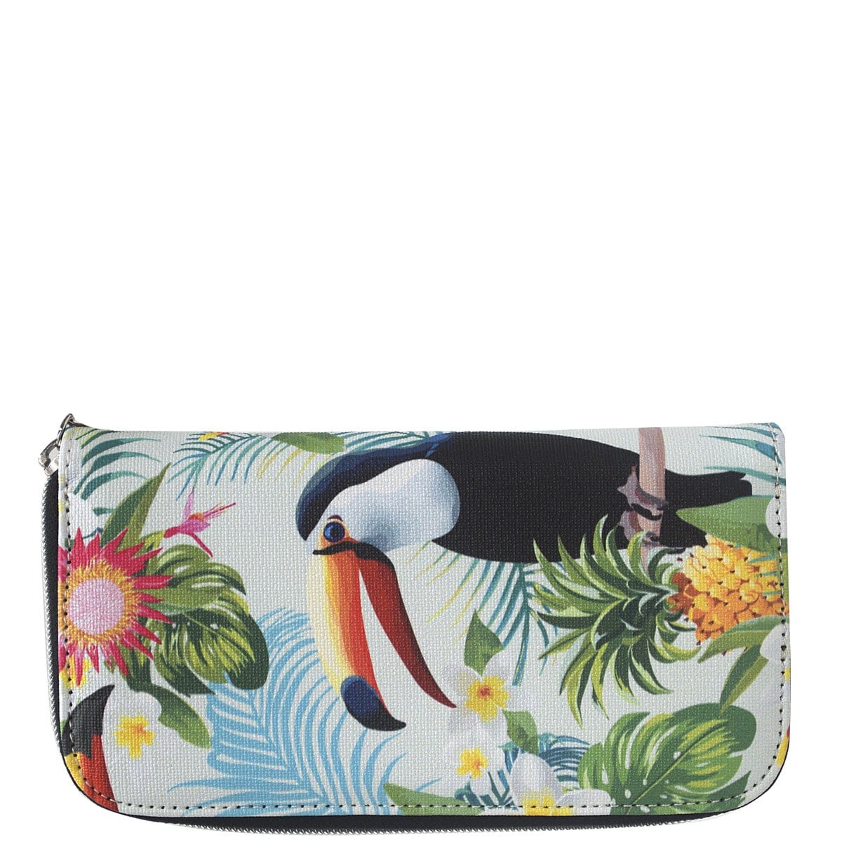 Curved Zip Section Wallet - Toucan Print