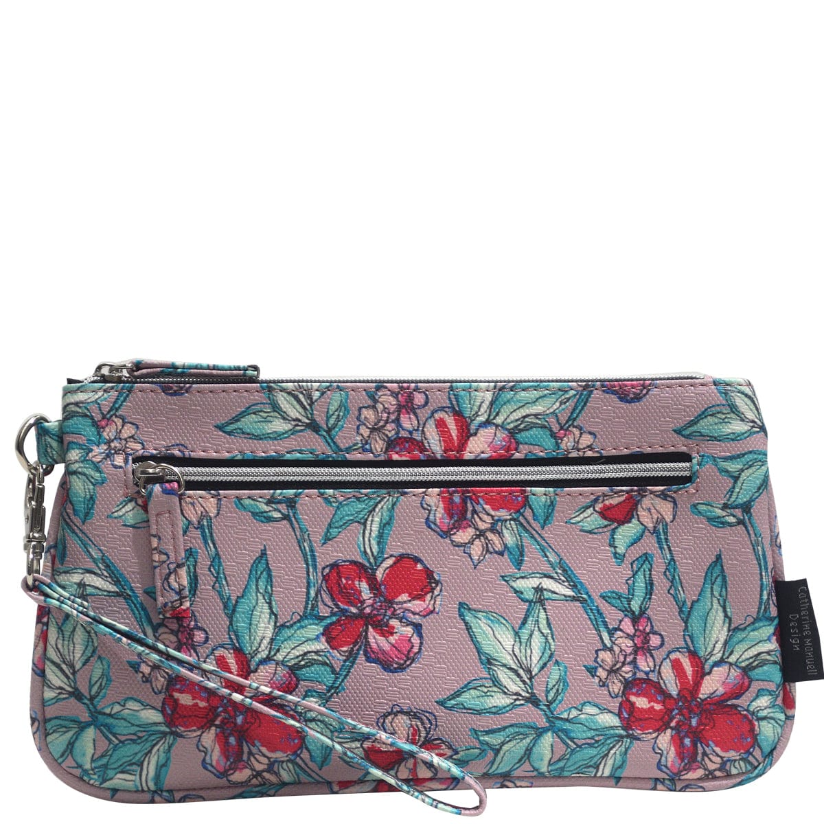 Clutch Wallet - Tan Red Sketch Flower