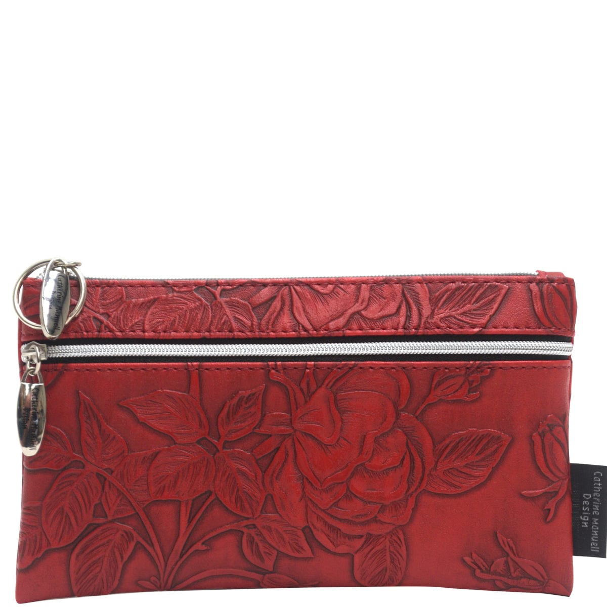 Double Coin Purse - Red Emboss Rose - 20% off