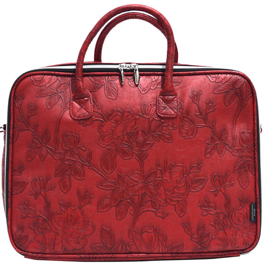 Self Handle Laptop Case - Red Emboss Rose