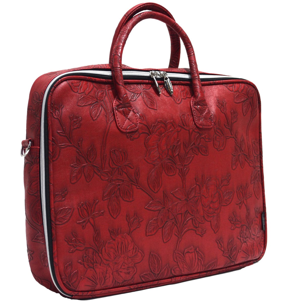 Self Handle Laptop Case - Red Emboss Rose