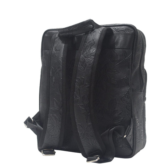 Laptop Backpack - Black Emboss Rose