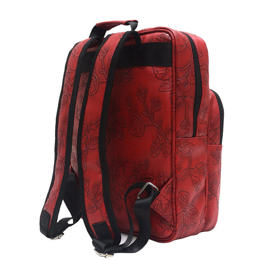 Laptop Backpack - Red Emboss Rose