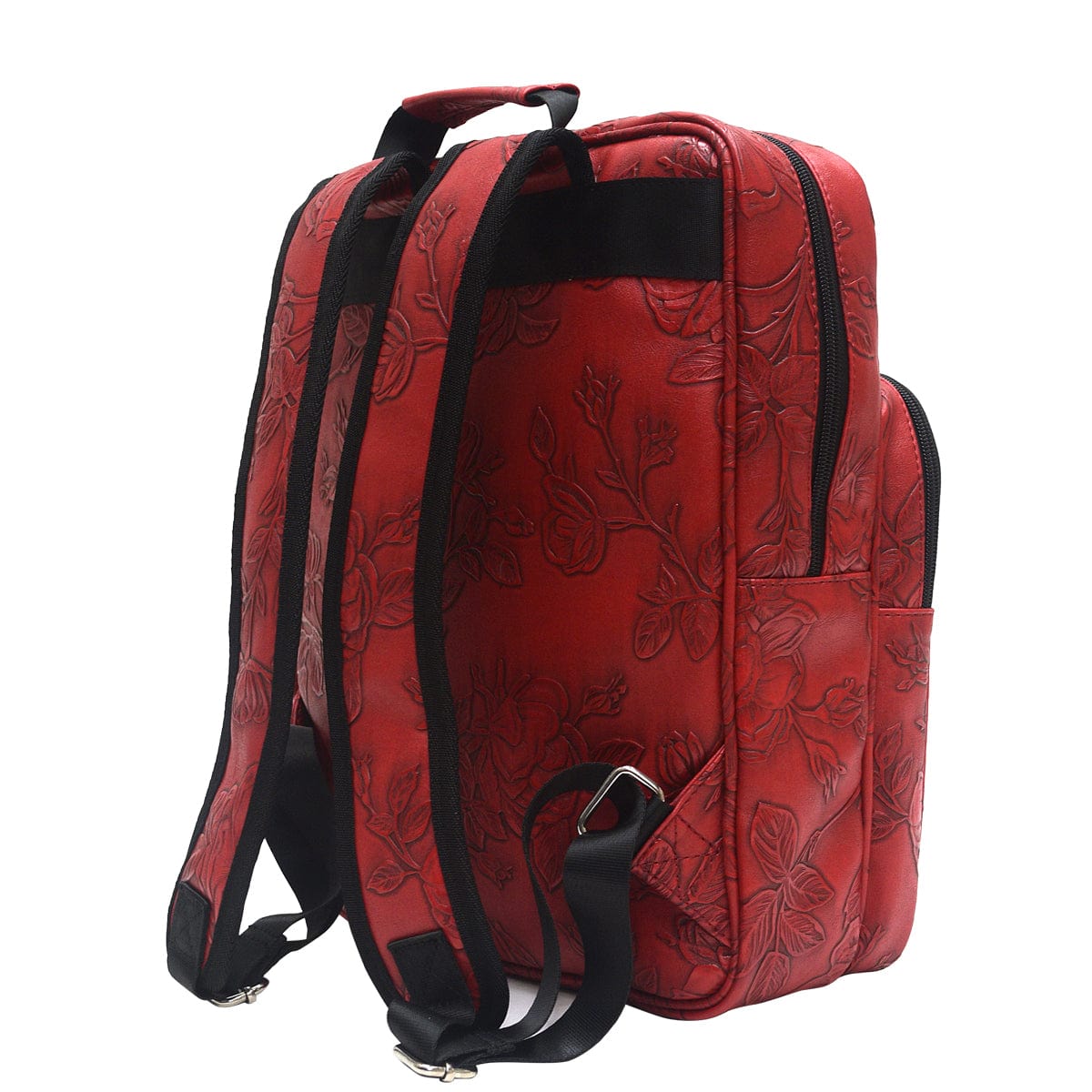 Black Red Roses Backpack Laptop Backpack - Red Emboss Rose - Catherine Manuell Design